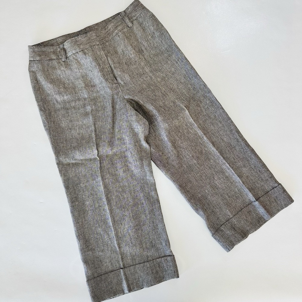 Ann Taylor Cropped Dress Pants Size 12 Brown Tweed Cuffed Work Career Trousers